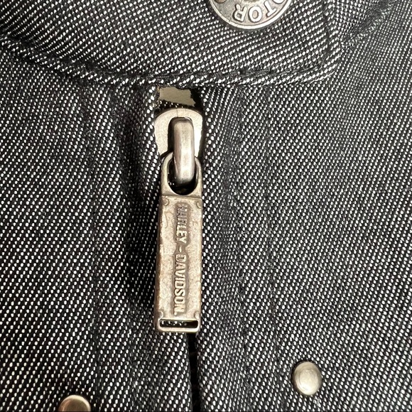 Harley Davidson Women's Denim Zip-Up Riding Jacket Reflective Patches Size Small - Picture 6 of 15